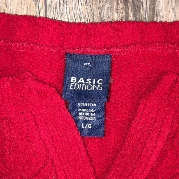 Basic Editions Red Cozy Cable Knit Chunky Oversized Sweater Size Large - Picture 3 of 8